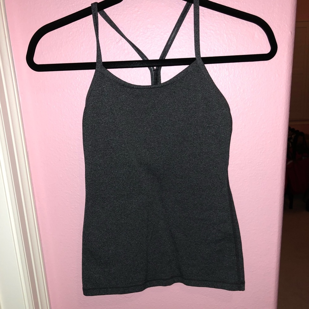 gray lululemon power Y workout tank size 4